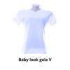 Camiseta Baby look Branca Gola V 100% poliéster